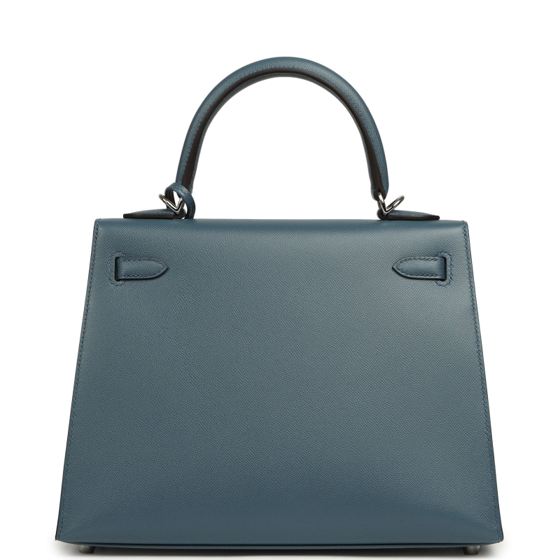 HERMèS KELLY SELLIER 25 BLEU TEMPETTE MADAME PALLADIUM HARDWARE