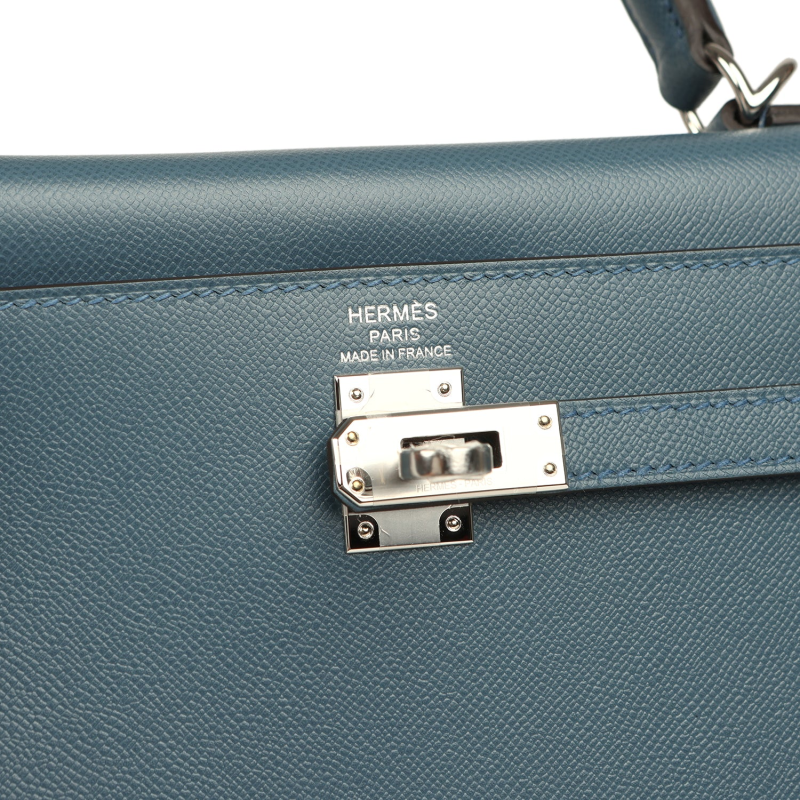 HERMèS KELLY SELLIER 25 BLEU TEMPETTE MADAME PALLADIUM HARDWARE