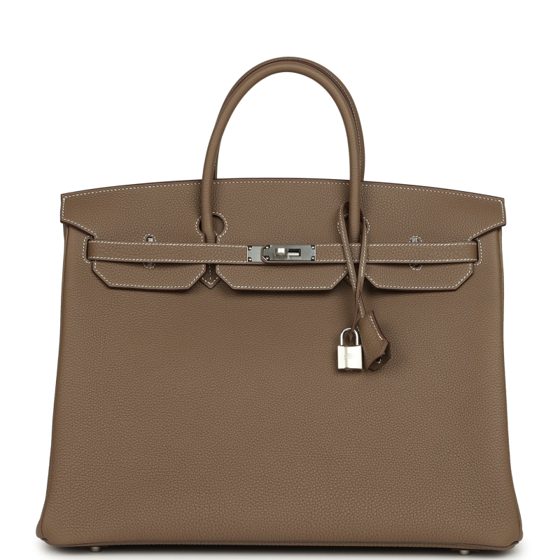 HERMèS BIRKIN 40 ETOUPE TOGO PALLADIUM HARDWARE