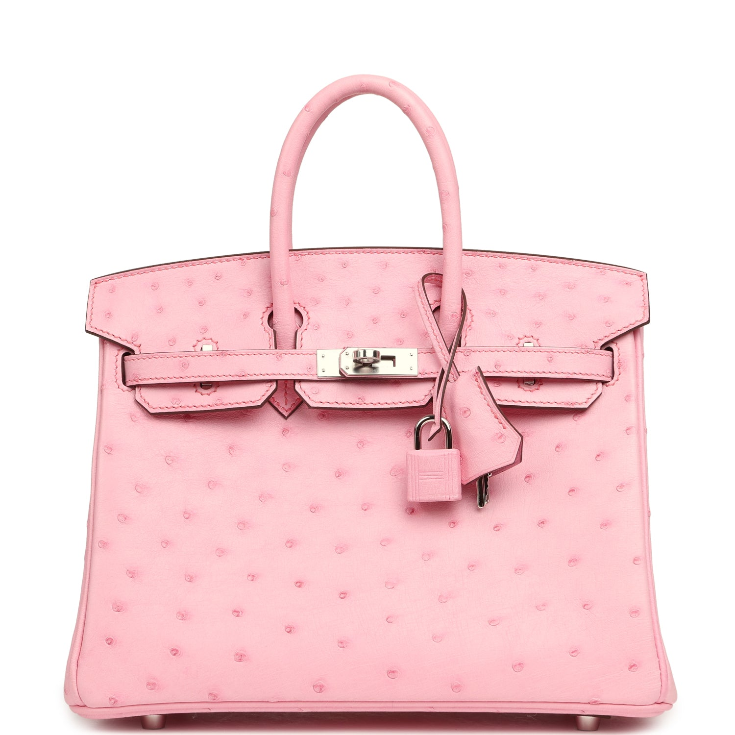 HERMèS BIRKIN 25 BUBBLEGUM OSTRICH BOREAL PALLADIUM HARDWARE