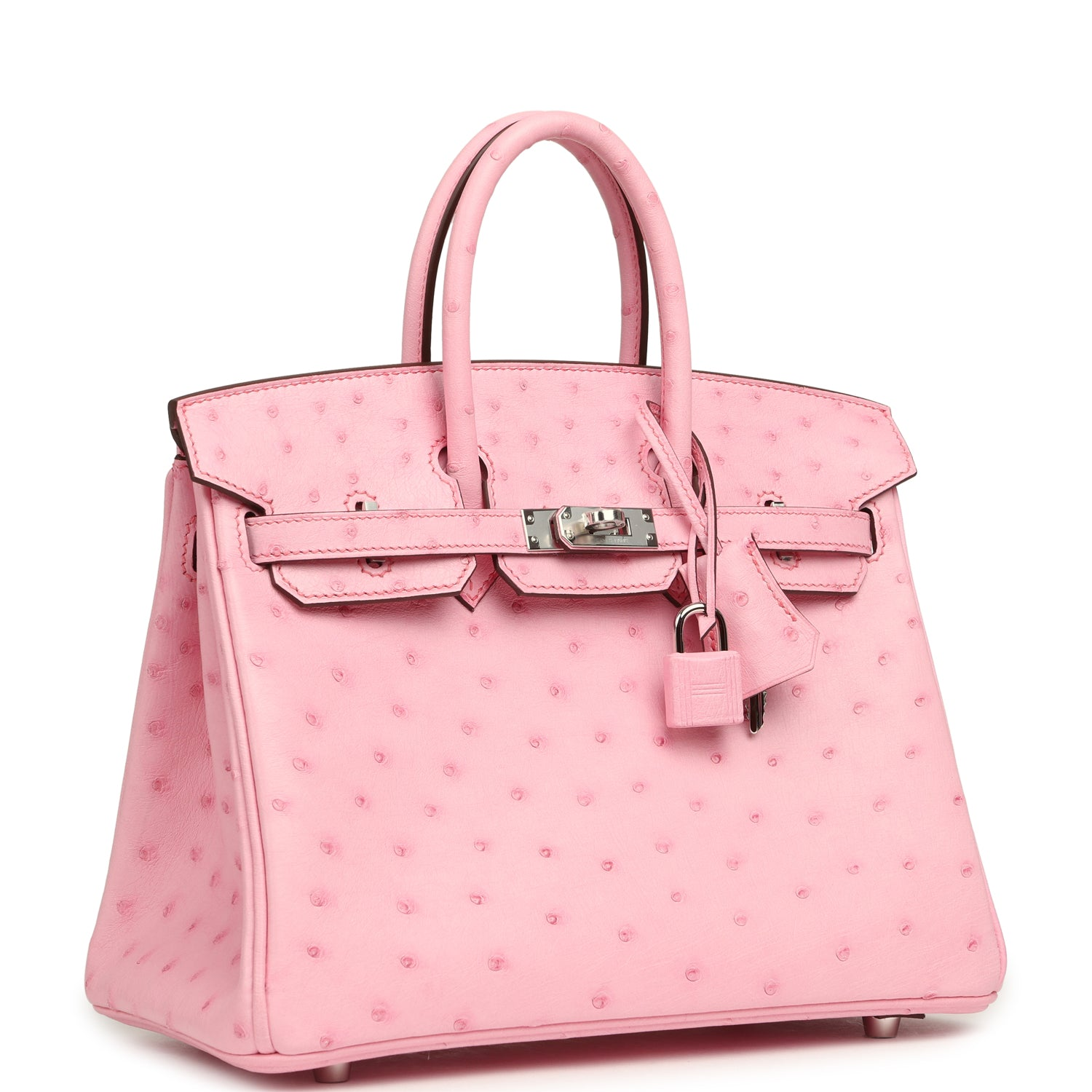 HERMèS BIRKIN 25 BUBBLEGUM OSTRICH BOREAL PALLADIUM HARDWARE