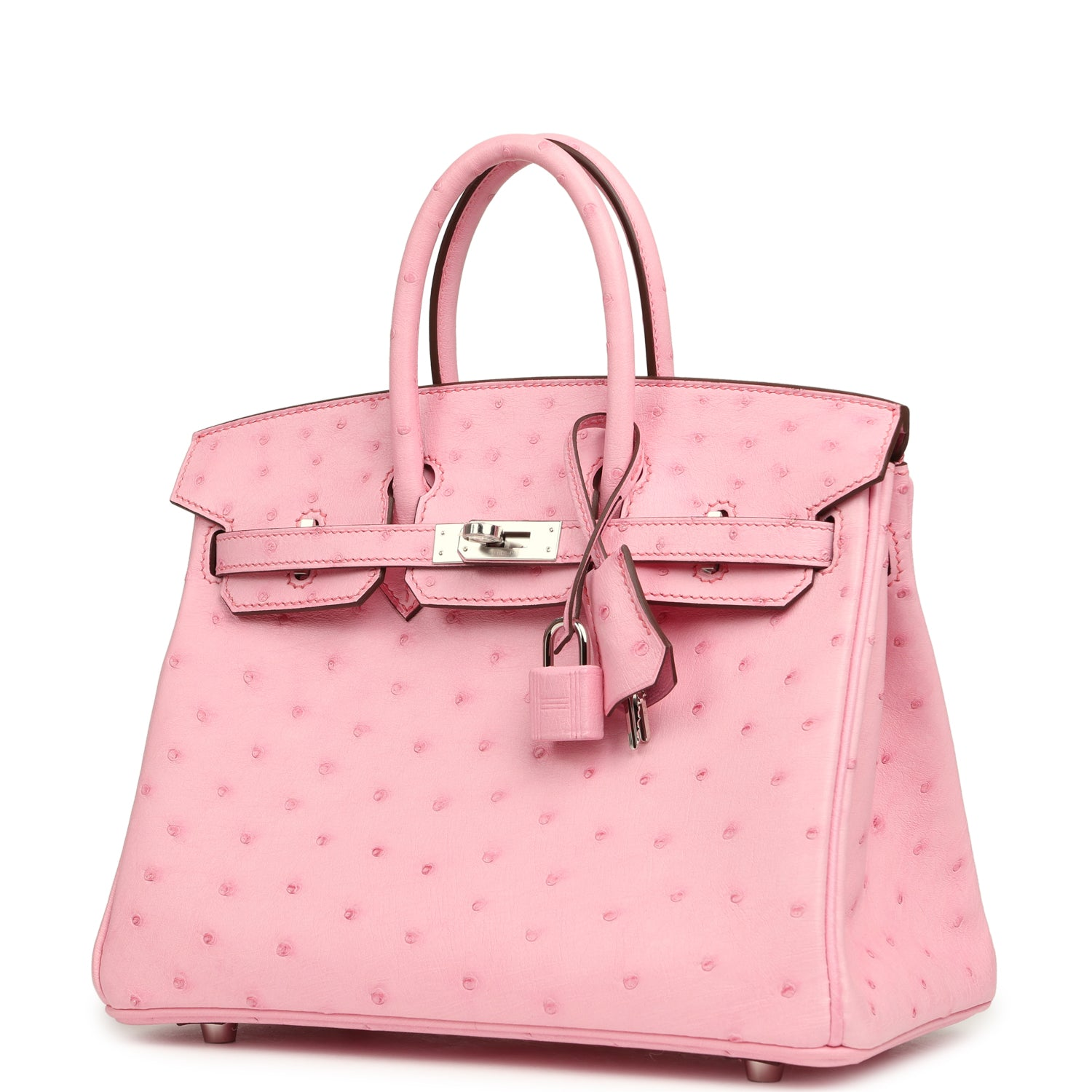 HERMèS BIRKIN 25 BUBBLEGUM OSTRICH BOREAL PALLADIUM HARDWARE