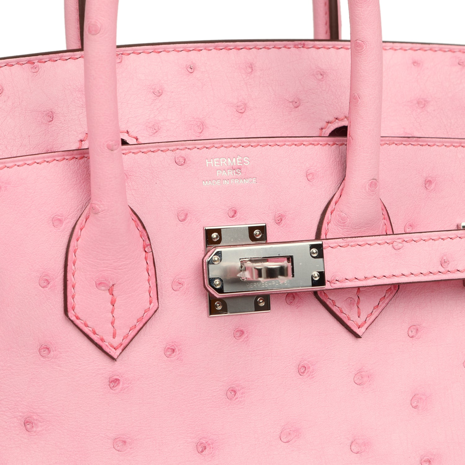 HERMèS BIRKIN 25 BUBBLEGUM OSTRICH BOREAL PALLADIUM HARDWARE
