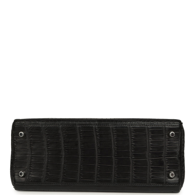 HERMèS KELLY RETOURNE 28 BLACK MATTE NILOTICUS CROCODILE PALLADIUM HARDWARE