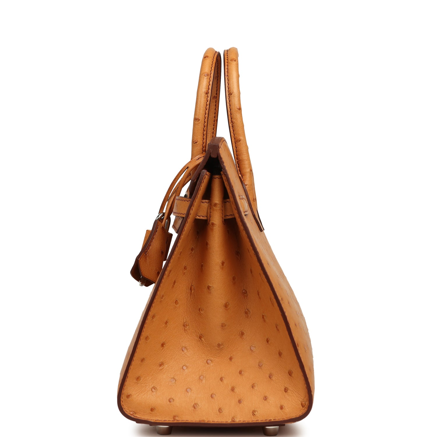 HERMèS BIRKIN SELLIER 25 GOLD OSTRICH PALLADIUM HARDWARE