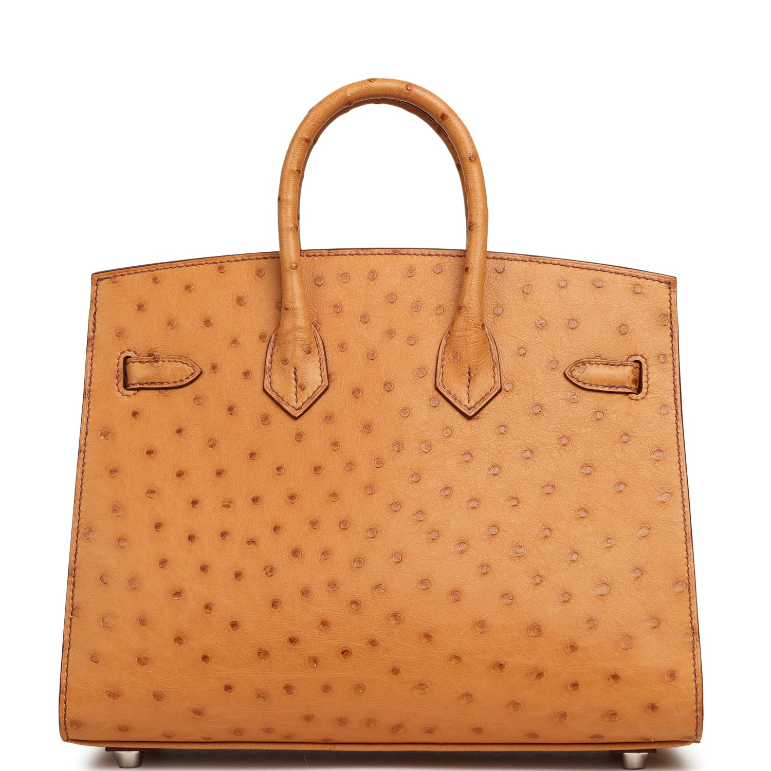 HERMèS BIRKIN SELLIER 25 GOLD OSTRICH PALLADIUM HARDWARE