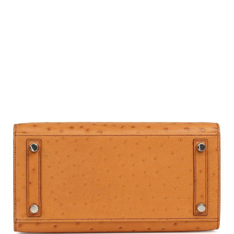 HERMèS BIRKIN SELLIER 25 GOLD OSTRICH PALLADIUM HARDWARE