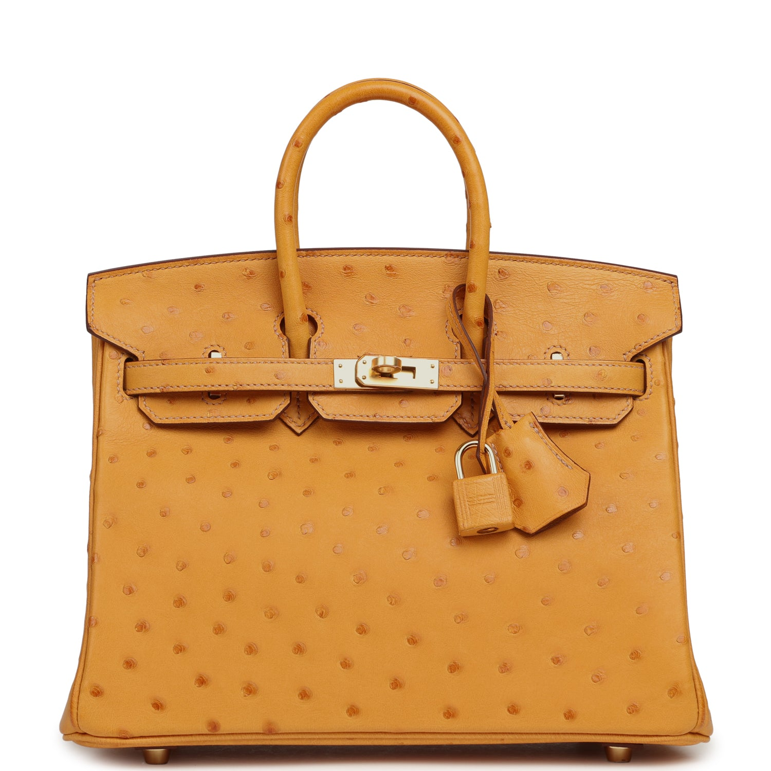 HERMèS BIRKIN 25 SAFRAN OSTRICH GOLD HARDWARE