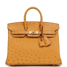 HERMèS BIRKIN 25 SAFRAN OSTRICH GOLD HARDWARE