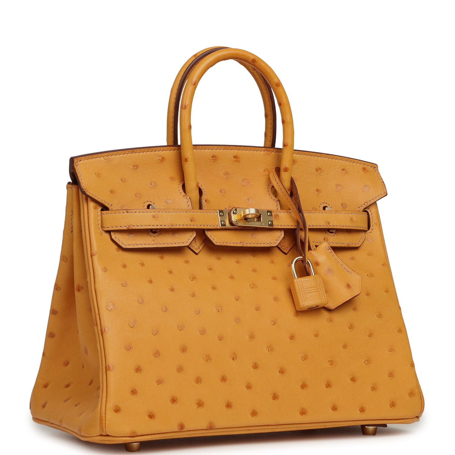HERMèS BIRKIN 25 SAFRAN OSTRICH GOLD HARDWARE
