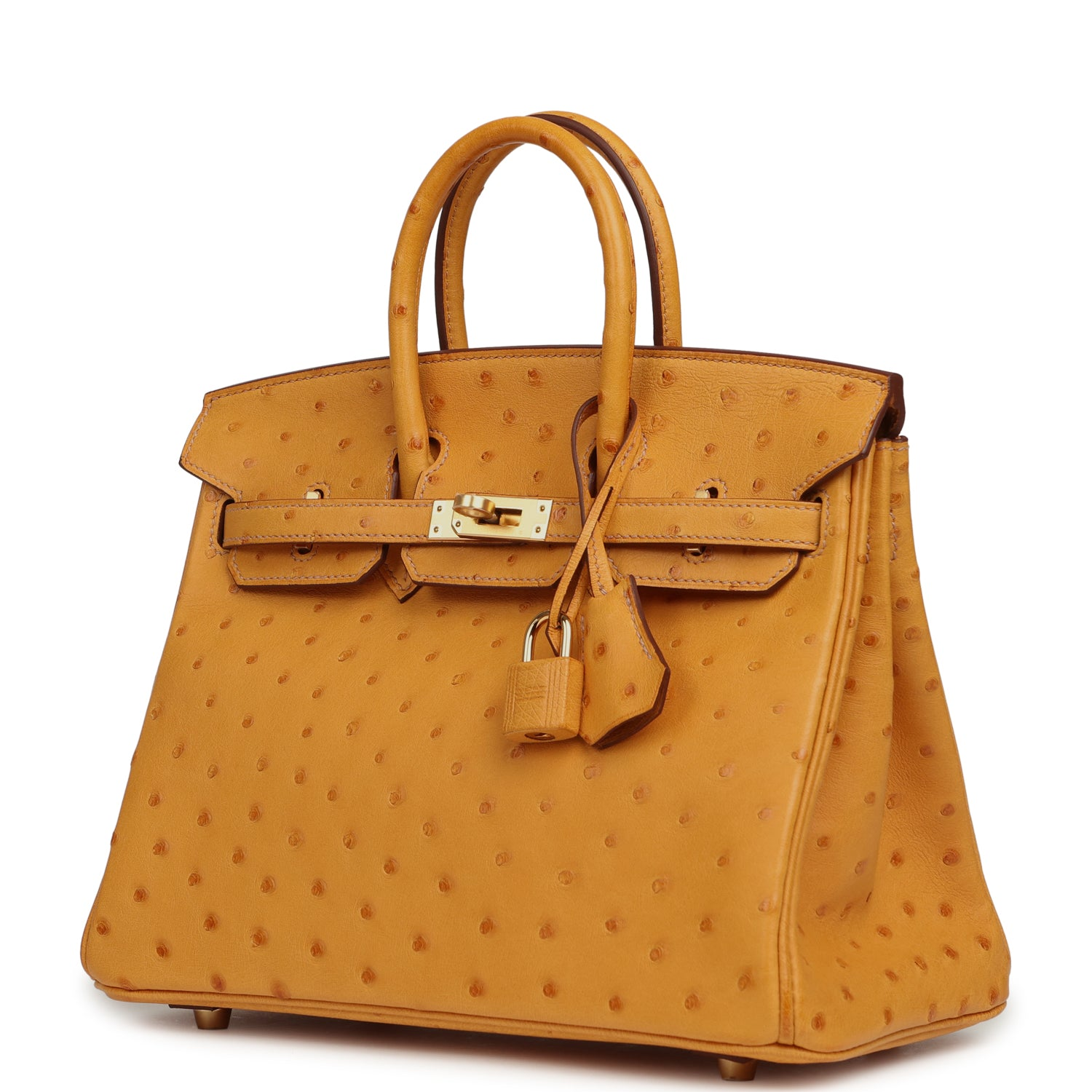 HERMèS BIRKIN 25 SAFRAN OSTRICH GOLD HARDWARE