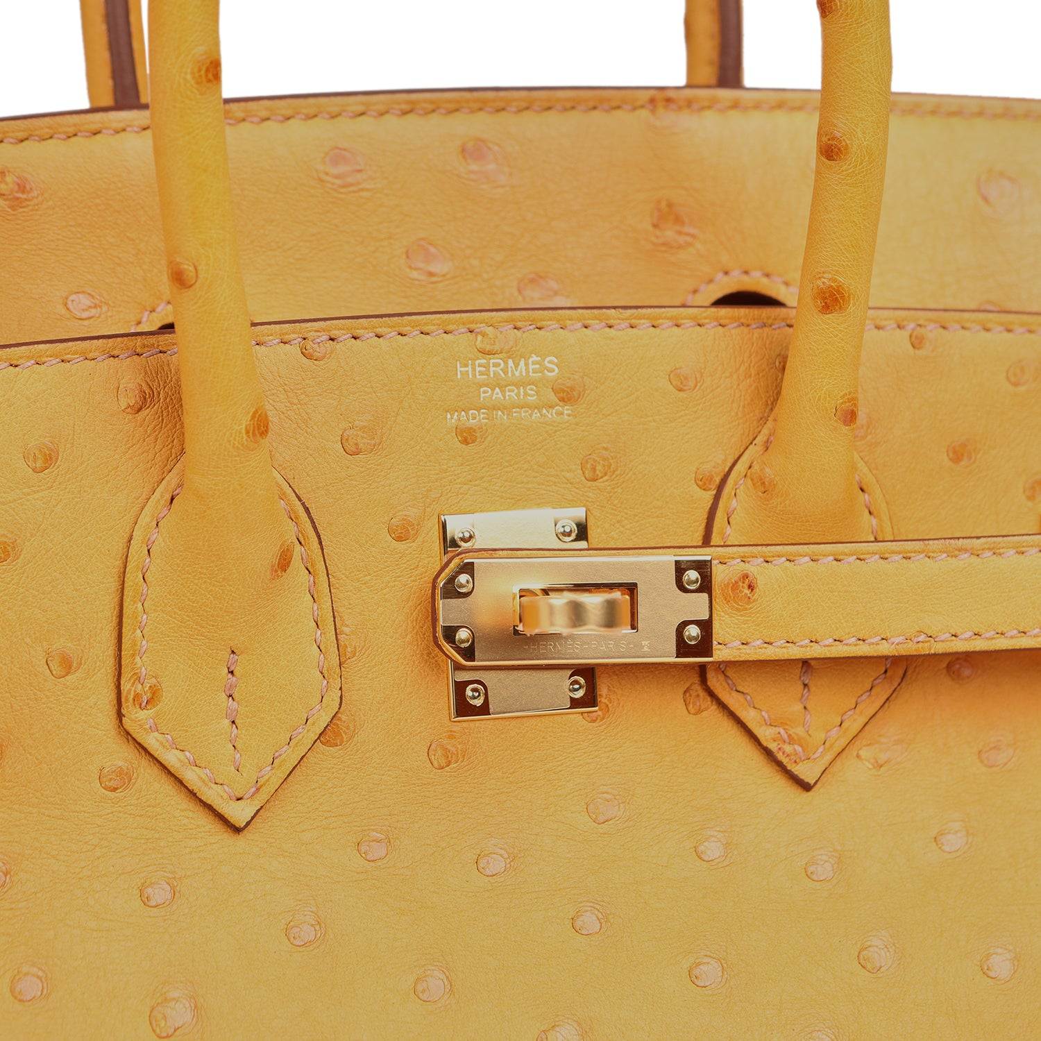 HERMèS BIRKIN 25 SAFRAN OSTRICH GOLD HARDWARE