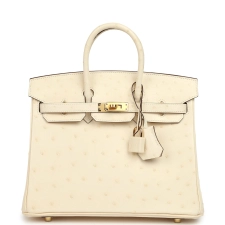HERMèS BIRKIN 25 NATA OSTRICH BOREAL GOLD HARDWARE