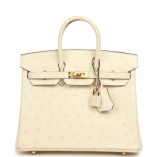 HERMèS BIRKIN 25 NATA OSTRICH BOREAL GOLD HARDWARE