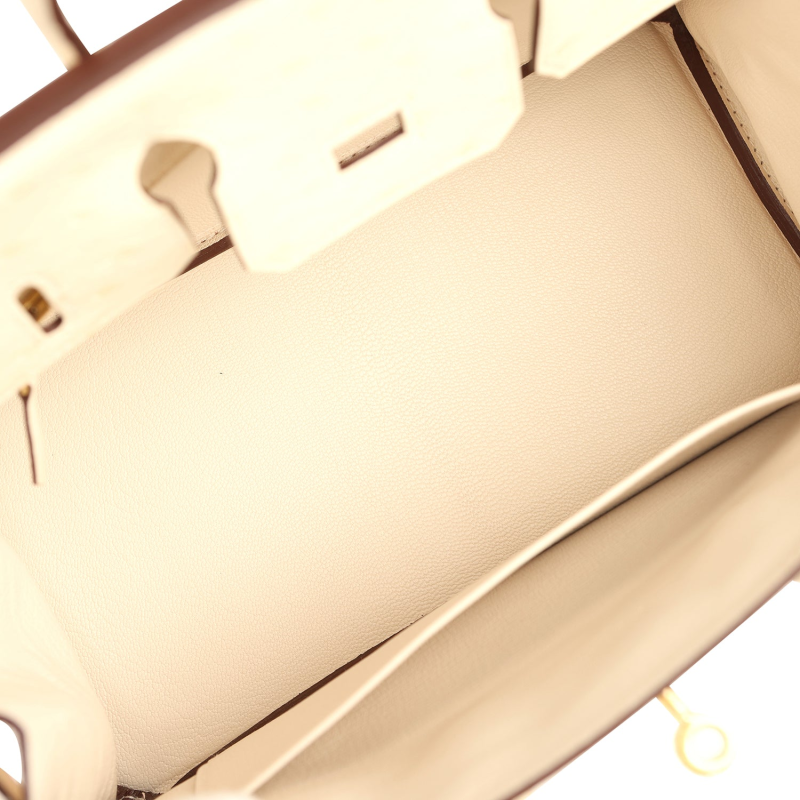 HERMèS BIRKIN 25 NATA OSTRICH BOREAL GOLD HARDWARE