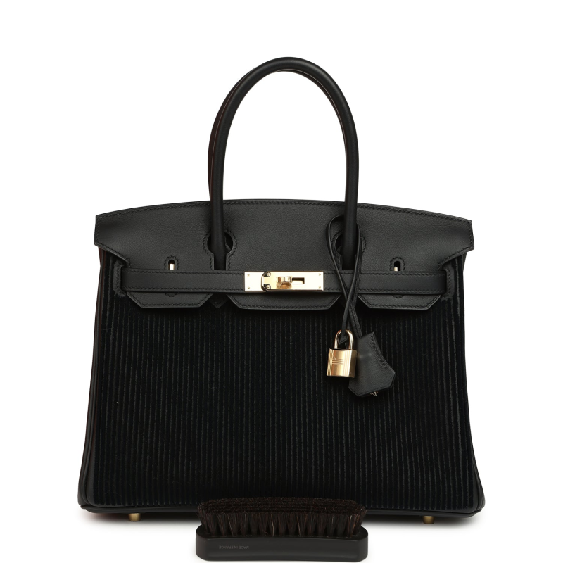 HERMèS BIRKIN 30 COTE-A-COTE TUFFETAGE, BLACK SWIFT PERMABRASS HARDWARE