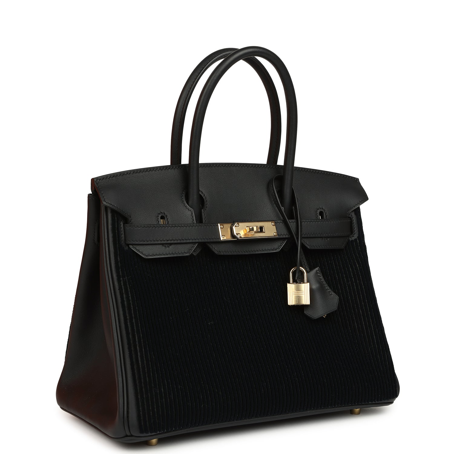 HERMèS BIRKIN 30 COTE-A-COTE TUFFETAGE, BLACK SWIFT PERMABRASS HARDWARE