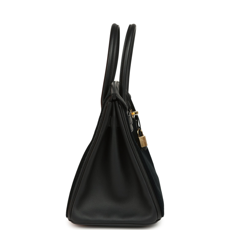 HERMèS BIRKIN 30 COTE-A-COTE TUFFETAGE, BLACK SWIFT PERMABRASS HARDWARE