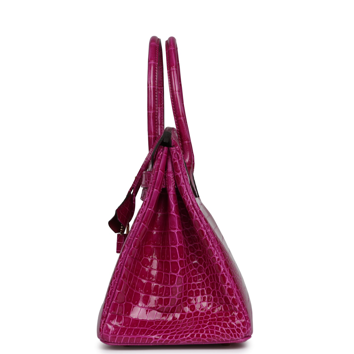HERMèS BIRKIN 30 ROSE POURPRE SHINY POROSUS CROCODILE GOLD HARDWARE