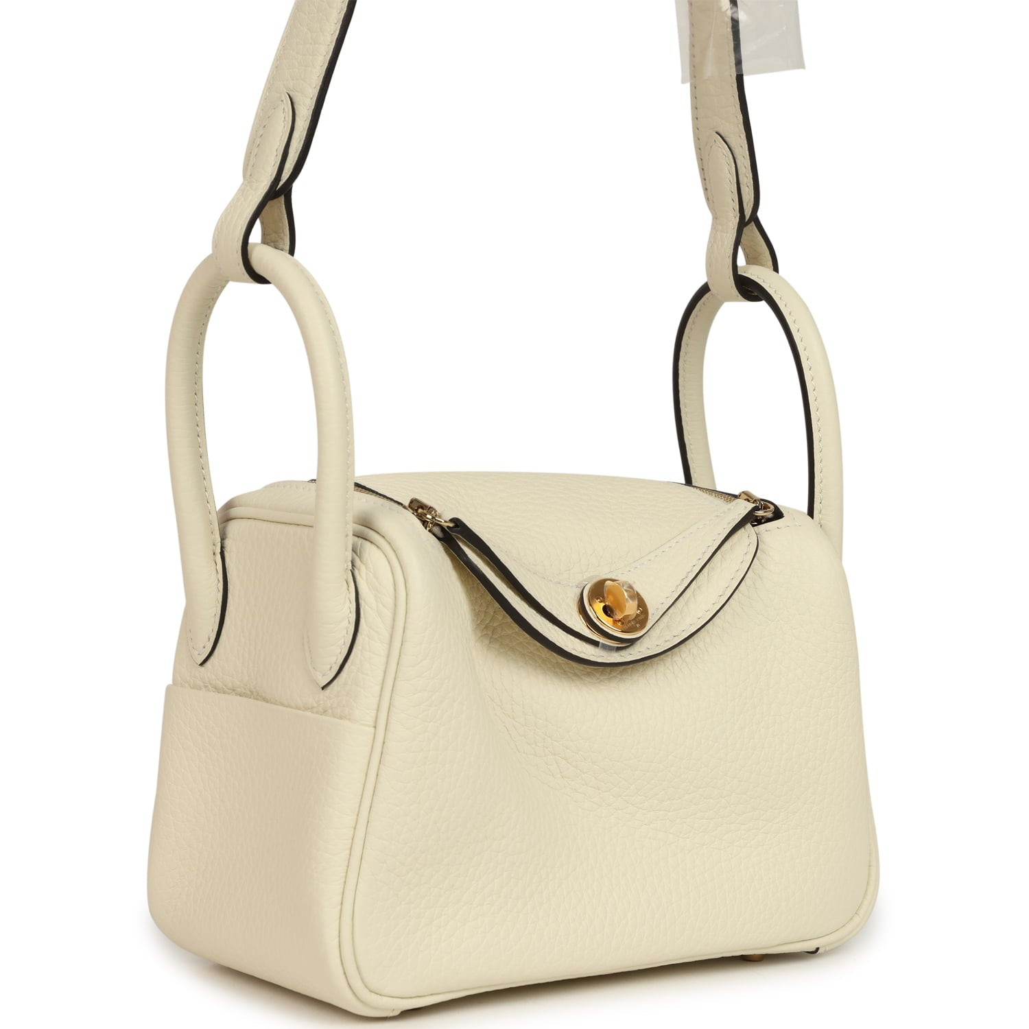 HERMèS MINI LINDY II CREAM CLEMENCE GOLD HARDWARE