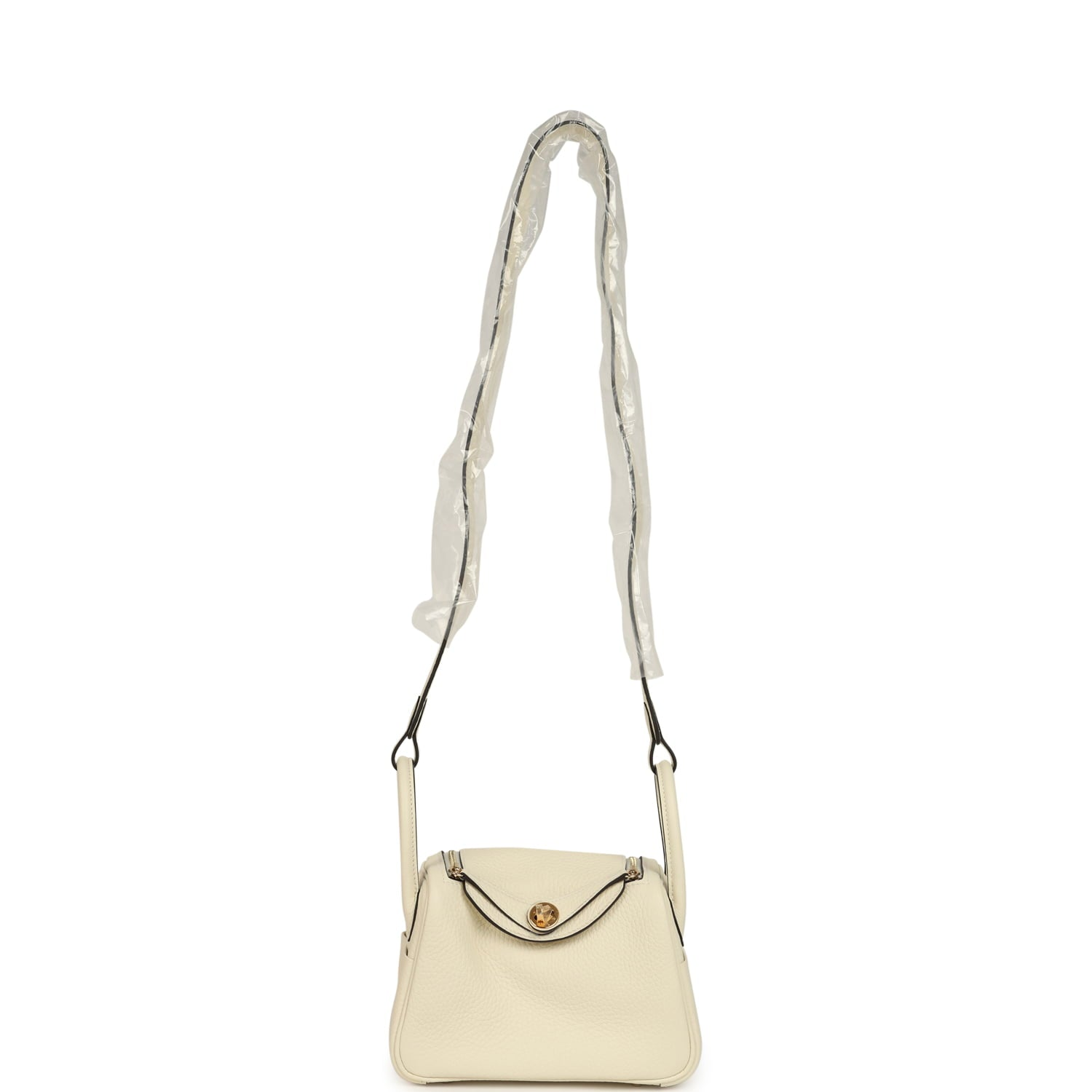 HERMèS MINI LINDY II CREAM CLEMENCE GOLD HARDWARE