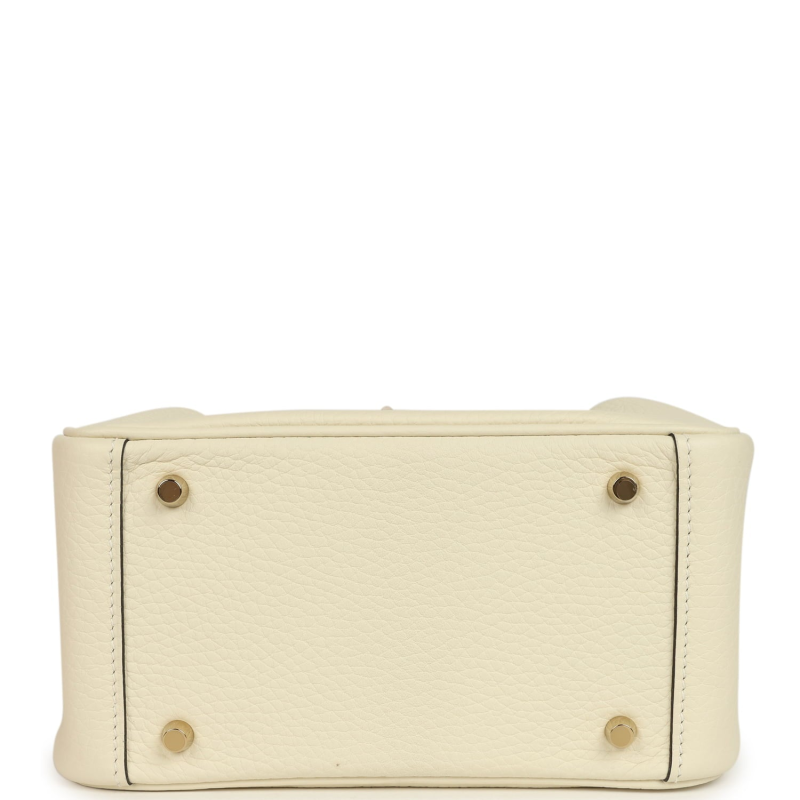 HERMèS MINI LINDY II CREAM CLEMENCE GOLD HARDWARE