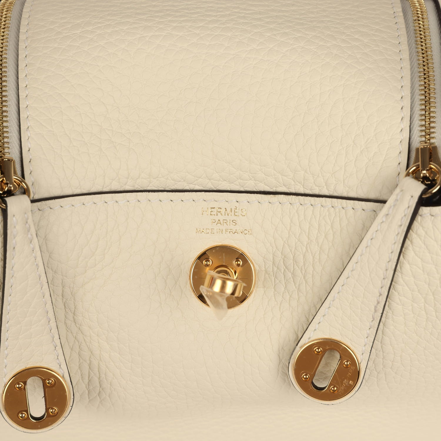 HERMèS MINI LINDY II CREAM CLEMENCE GOLD HARDWARE