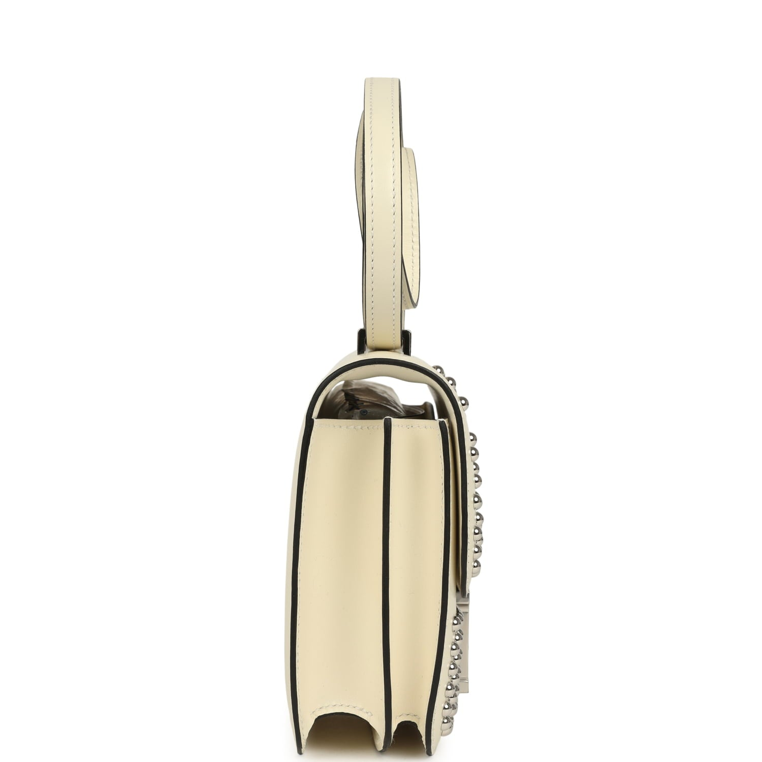 HERMèS CONSTANCE 18 CLOUTé CREAM BOX PALLADIUM HARDWARE