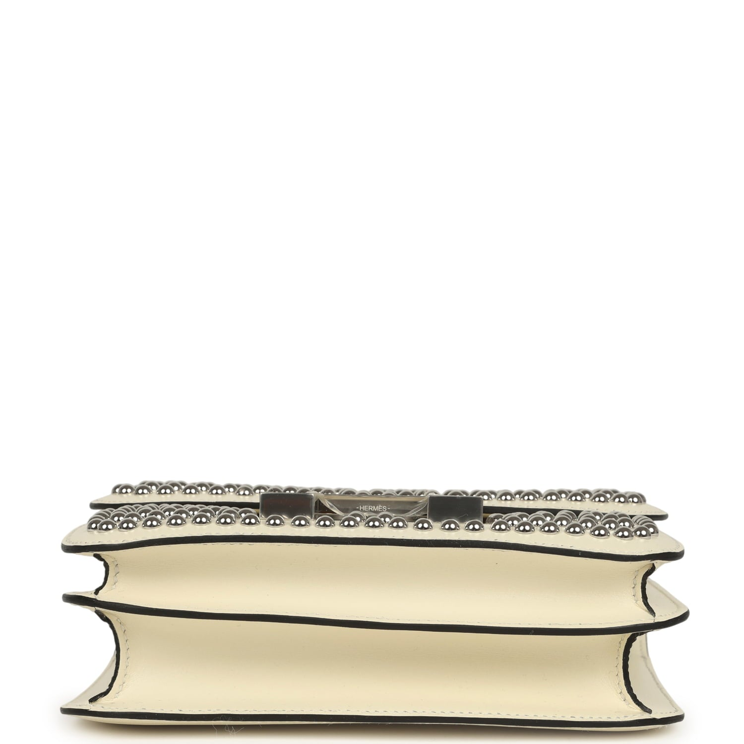 HERMèS CONSTANCE 18 CLOUTé CREAM BOX PALLADIUM HARDWARE