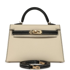HERMèS SPECIAL ORDER (HSS) KELLY SELLIER 20 CRAIE, BLACK EPSOM PERMABRASS HARDWARE