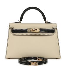 HERMèS SPECIAL ORDER (HSS) KELLY SELLIER 20 CRAIE, BLACK EPSOM PERMABRASS HARDWARE