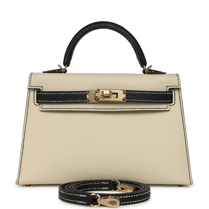HERMèS SPECIAL ORDER (HSS) KELLY SELLIER 20 CRAIE, BLACK EPSOM PERMABRASS HARDWARE