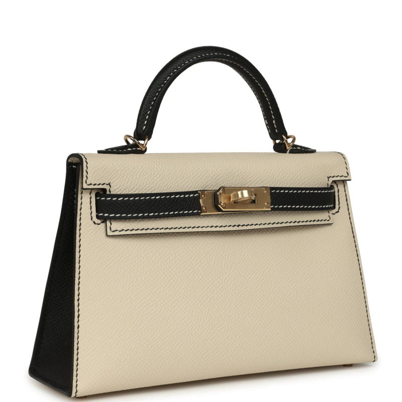 HERMèS SPECIAL ORDER (HSS) KELLY SELLIER 20 CRAIE, BLACK EPSOM PERMABRASS HARDWARE