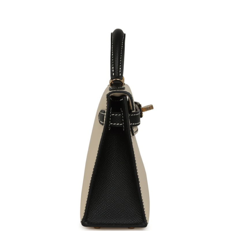 HERMèS SPECIAL ORDER (HSS) KELLY SELLIER 20 CRAIE, BLACK EPSOM PERMABRASS HARDWARE
