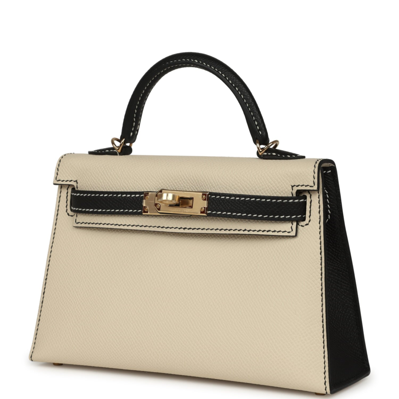 HERMèS SPECIAL ORDER (HSS) KELLY SELLIER 20 CRAIE, BLACK EPSOM PERMABRASS HARDWARE