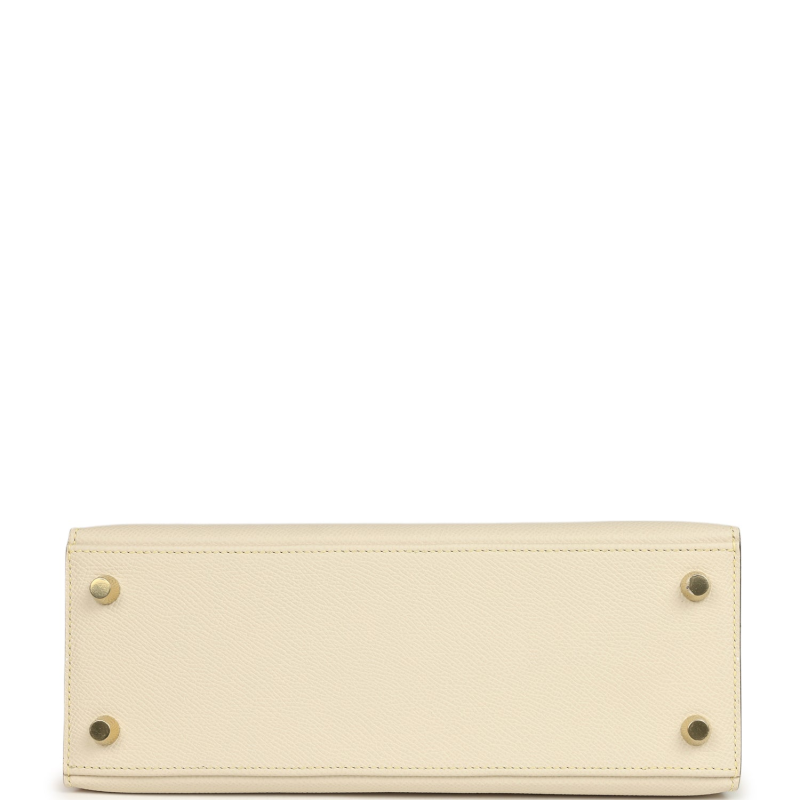 HERMèS SPECIAL ORDER (HSS) KELLY SELLIER 25 CRAIE, JAUNE POUSSIN EPSOM GOLD HARDWARE