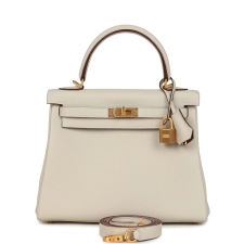 HERMèS SPECIAL ORDER (HSS) KELLY RETOURNE 25 CRAIE VERSO TOGO BRUSHED GOLD HARDWARE