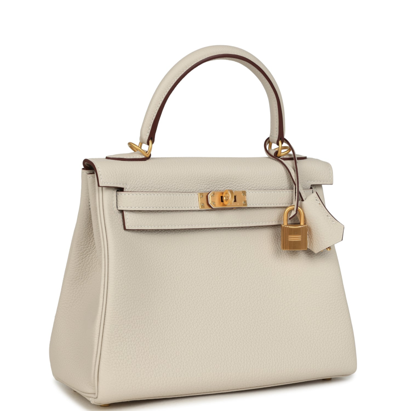 HERMèS SPECIAL ORDER (HSS) KELLY RETOURNE 25 CRAIE VERSO TOGO BRUSHED GOLD HARDWARE
