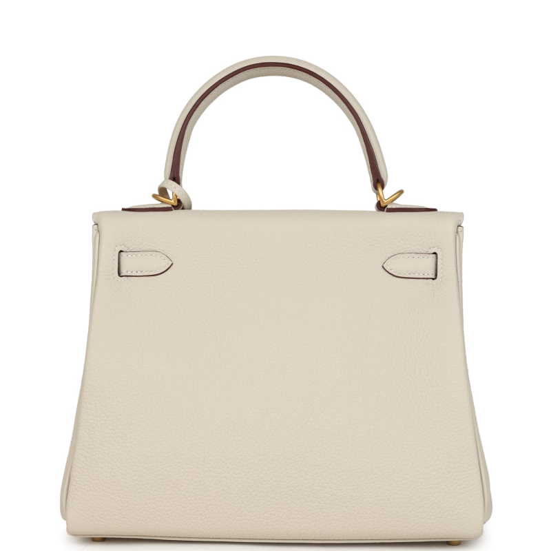 HERMèS SPECIAL ORDER (HSS) KELLY RETOURNE 25 CRAIE VERSO TOGO BRUSHED GOLD HARDWARE
