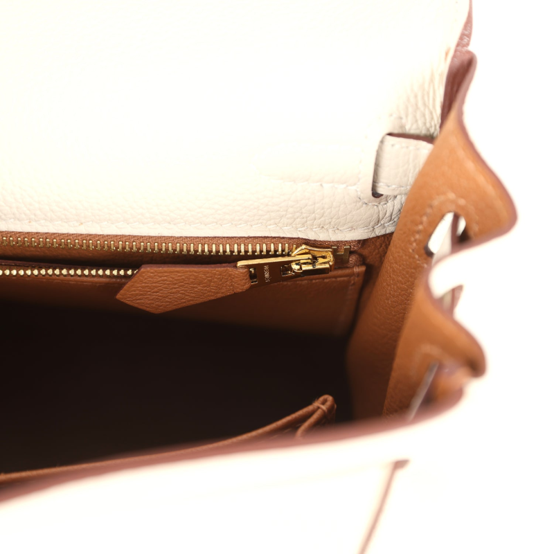 HERMèS SPECIAL ORDER (HSS) KELLY RETOURNE 25 CRAIE VERSO TOGO BRUSHED GOLD HARDWARE
