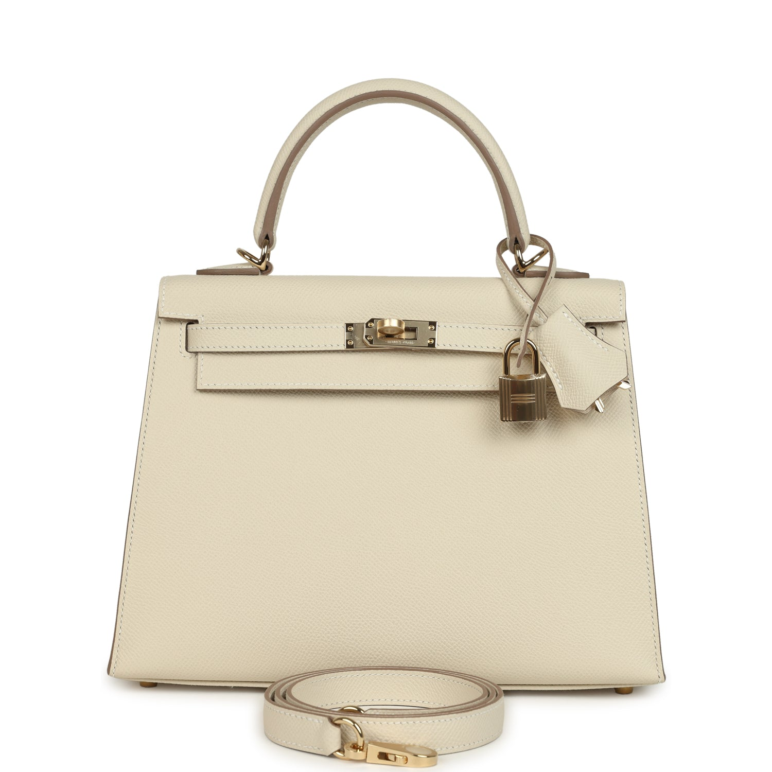HERMèS KELLY SELLIER 25 CRAIE EPSOM PERMABRASS HARDWARE
