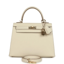 HERMèS KELLY SELLIER 25 CRAIE EPSOM PERMABRASS HARDWARE