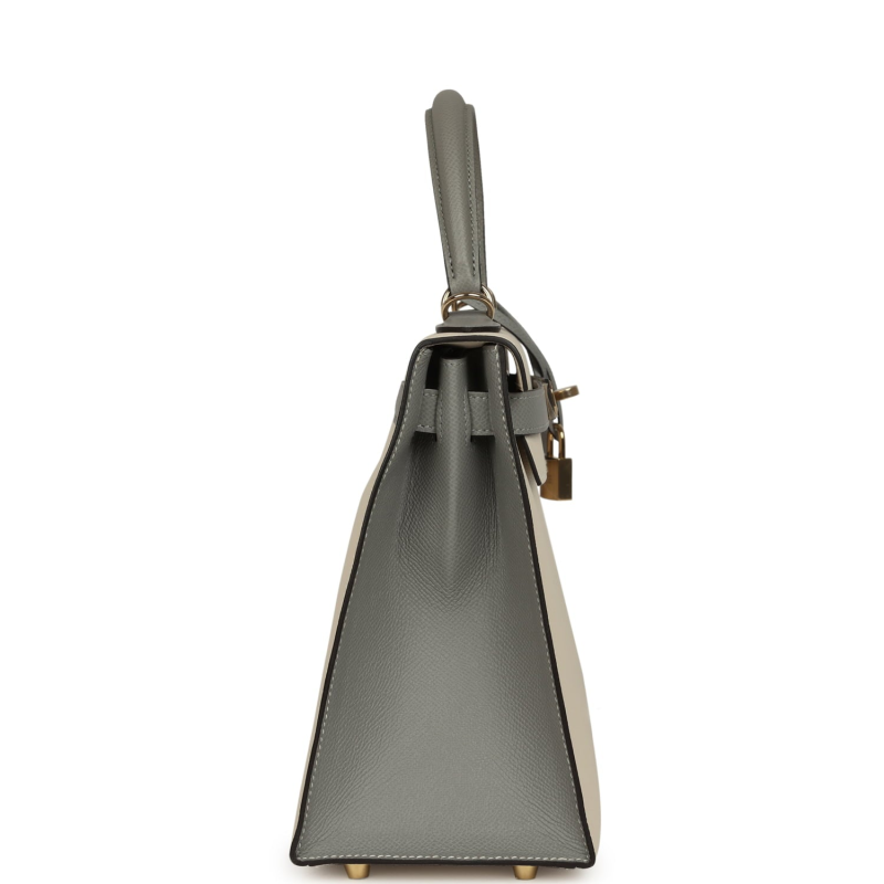 HERMèS SPECIAL ORDER (HSS) KELLY SELLIER 28 CRAIE, GRIS MOUETTE EPSOM PERMABRASS HARDWARE