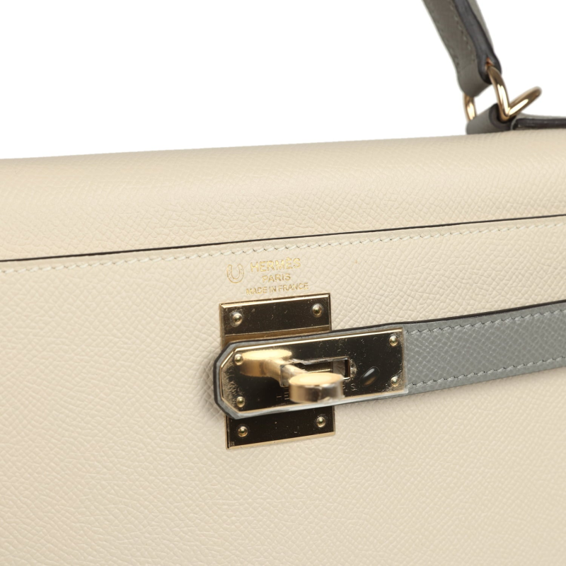 HERMèS SPECIAL ORDER (HSS) KELLY SELLIER 28 CRAIE, GRIS MOUETTE EPSOM PERMABRASS HARDWARE