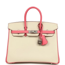 HERMèS SPECIAL ORDER (HSS) BIRKIN 25 CRAIE, ROSE AZALEE EPSOM BRUSHED PALLADIUM HARDWARE