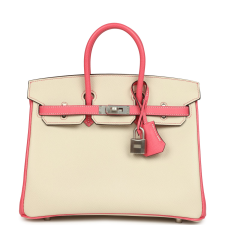 HERMèS SPECIAL ORDER (HSS) BIRKIN 25 CRAIE, ROSE AZALEE EPSOM BRUSHED PALLADIUM HARDWARE