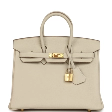 HERMèS BIRKIN 25 CRAIE TOGO GOLD HARDWARE