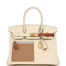 HERMèS COLORMATIC BIRKIN 30 NATA, LIME, CHAI, CUIVRE AND BLEU BRUME SWIFT GOLD HARDWARE