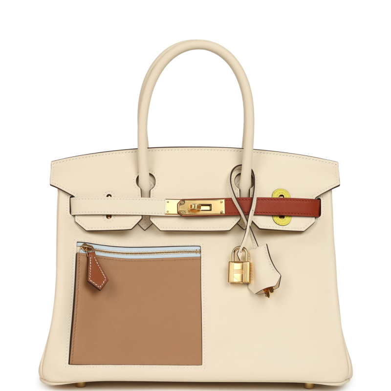 HERMèS COLORMATIC BIRKIN 30 NATA, LIME, CHAI, CUIVRE AND BLEU BRUME SWIFT GOLD HARDWARE