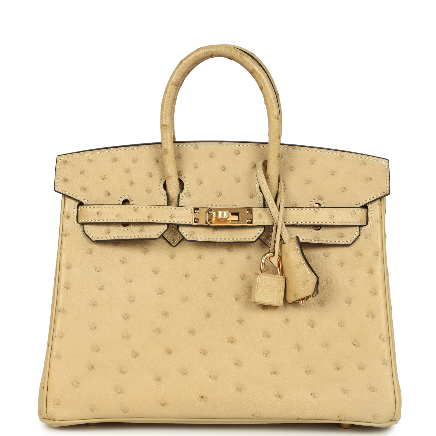 HERMèS BIRKIN 25 TRENCH OSTRICH GOLD HARDWARE